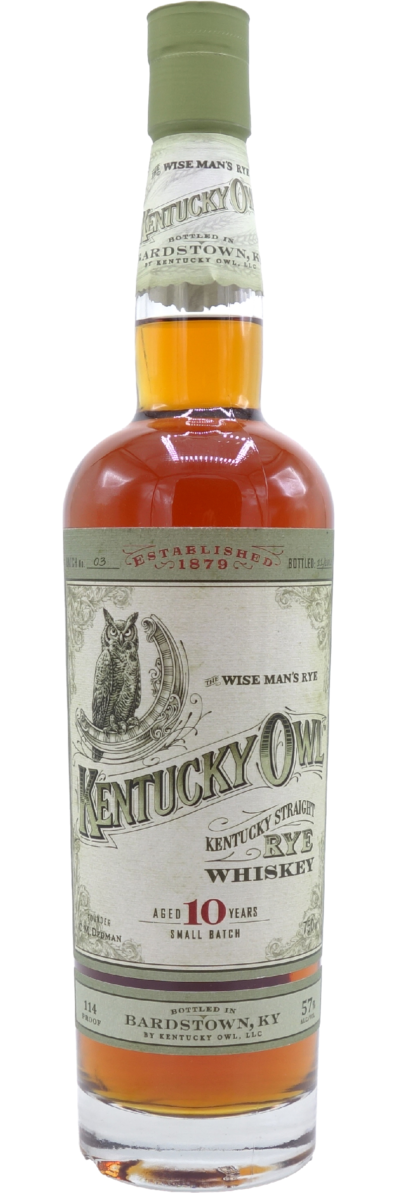 Kentucky Owl Rye Whiskey 10 Year Old, Batch #3 750ml