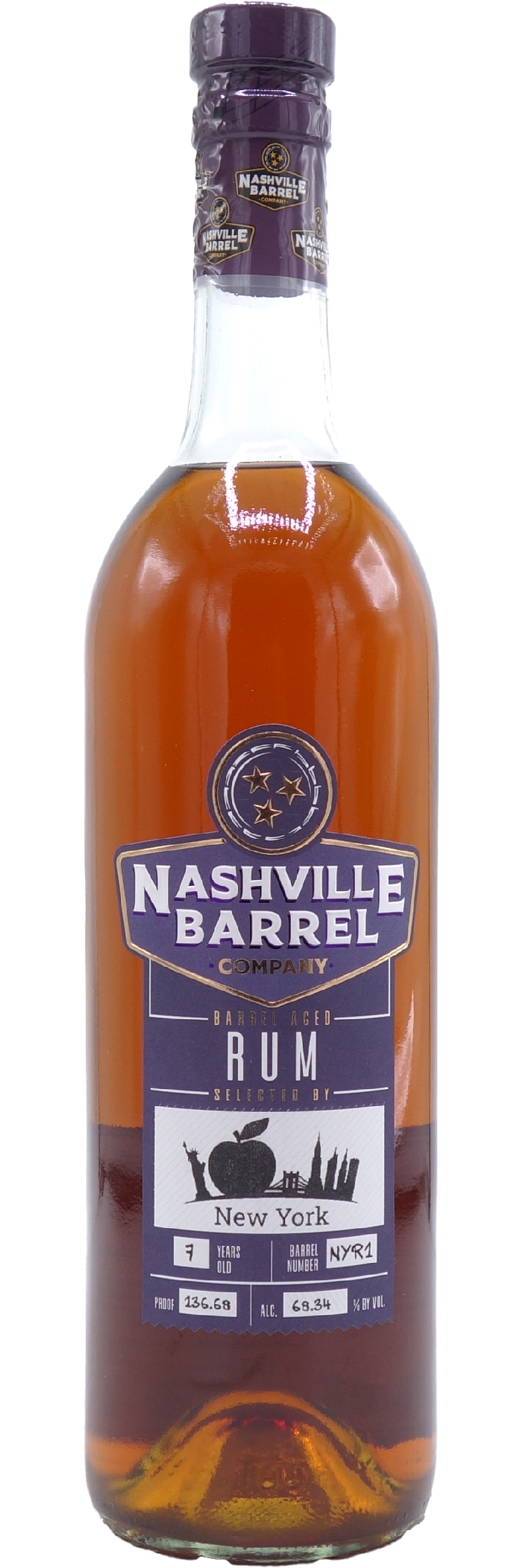 Nashville Barrel Co. Rum Barrel Aged, 136.68 Proof 750ml